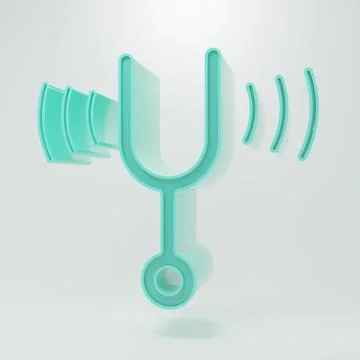 Green Musical tuning fork for tuning musical instruments icon isolated on g.. Stock Illustration