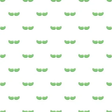 Green mustache seamless pattern on white background Stock Illustration
