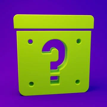 Green Mystery box or random loot box for games icon isolated on purple-blue.. Stock Illustration