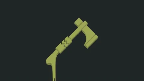 Green Native american tomahawk axe icon isolated on black background. 4K Video Stock-Footage 235422408