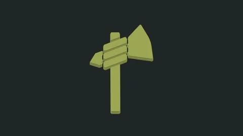 Green Native american tomahawk axe icon isolated on black background. 4K Video Stock-Footage 235512969