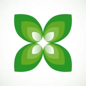 Green natural elements abstract vector logo design Stock Illustration