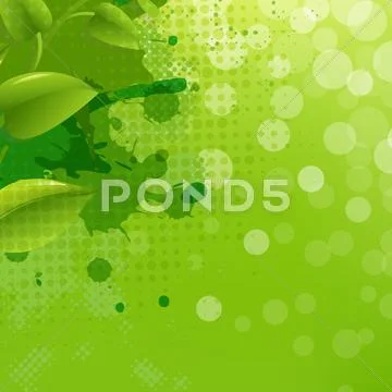 Green nature background with blur blob and leaf Stock Illustration