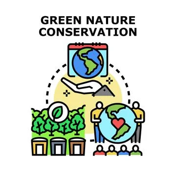 Green nature conservation concept creating sustainable environment solutions Stock Illustration