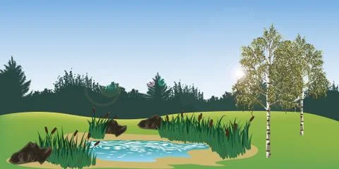 Green nature landscape Stock Illustration