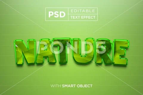 Green nature text effect Modello PSD