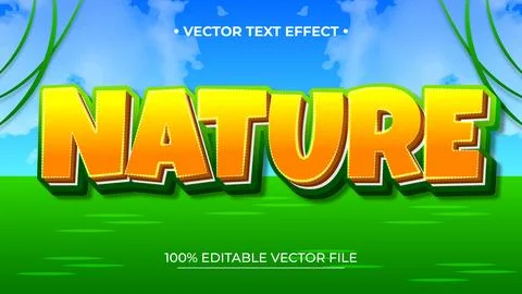 Green Nature Text Style with 3D and Embossed Effect Editable Text Style Effec Stock Illustration