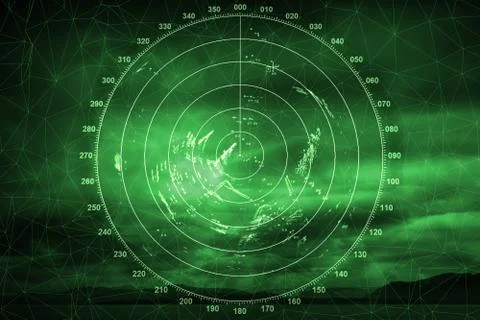 Green navigation system screen with radar image Stock Photos