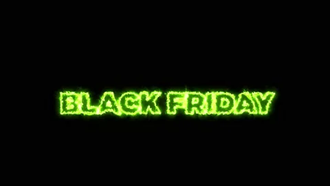 Green Nebula "BLACK FRIDAY" Text on the Black Background. Darken Mode. 4K Stock Footage 142317862