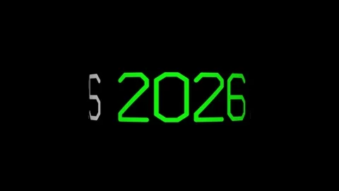 Green Neon 2026 Digital Countdown Animation Stock Footage 324553894