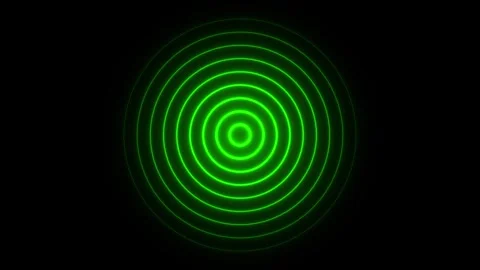 Green neon animated pulsing concentric circles radio ripple wave loop on 4k.. Stock Footage 344205371
