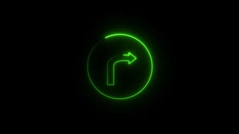 Green Neon Arrow Inside a Glowing Circle on animated Black Background image.. Stock Footage 337362982