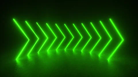 Green Neon Arrow Pattern on Black Background Stock Footage 270428945