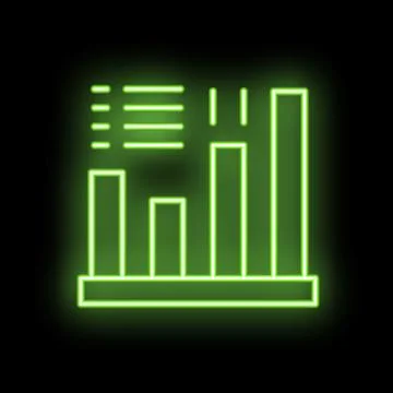 Green neon bar chart showing market analysis data Stock Illustration