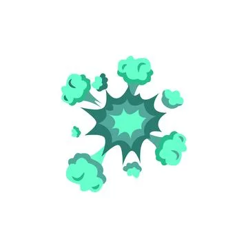 Green neon boom effect of exploding bomb cartoon vector illustration isolated. Stock Illustration