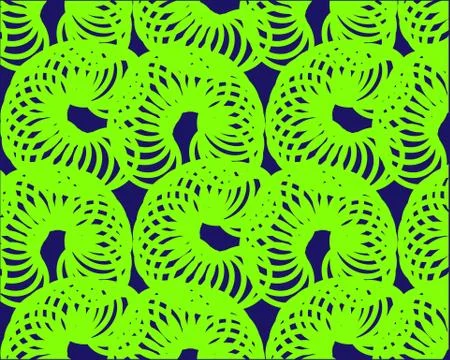 Green neon bright wave pattern of the rings of the spiral on a dark background Stock Illustration