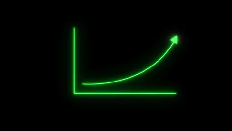 Green Neon business graph chart icon animation. Neon business growth chart. Video stock 313175398