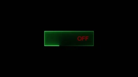 Green neon on button on black background toggle. Green neon on symbol for t.. Stock Footage 337817138