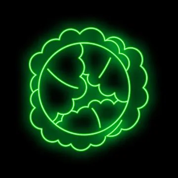 Green neon cabbage icon glowing on black background Stock Illustration
