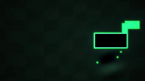 Green neon camera icon on dark background with checkered pattern. Stock Footage 336244821