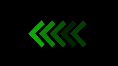 Green neon chevron arrows moving left animation, digital loading progress i.. Vídeos de archivo 334455982