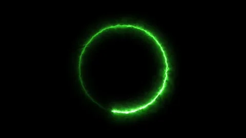 Green Neon Circle with Energy Effect abstract glowing Stock Footage 317452783