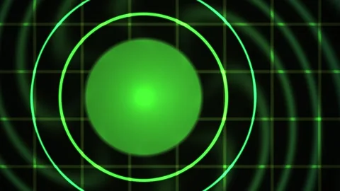 Green neon circle on grid background. Stock Footage 336702286