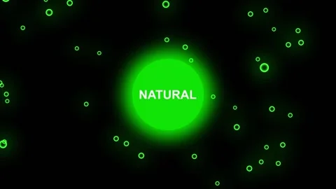 Green neon circle with natural text and bubbles. Green neon circle for orga.. Stock Footage 337815740