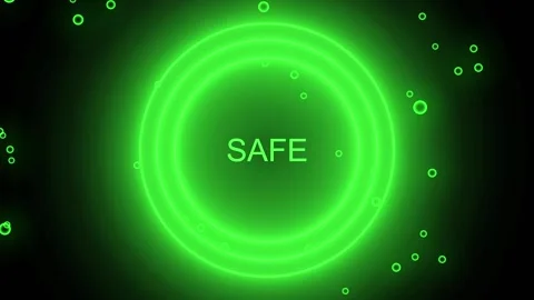 Green neon circle with safe text and bubbles. Green neon circle for biologi.. Stock Footage 337815742
