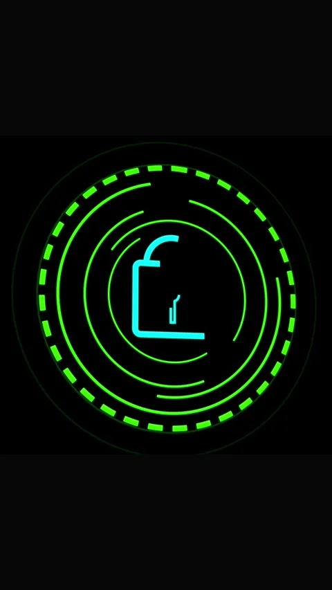 Green Neon Circular HUD Interface with Abstract Cyan Lines on Black Backgro.. Stock Footage 337459885