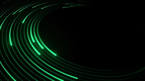 Green Neon Circular Lines on Dark Background Stock Footage 267182909