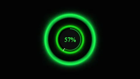 Green Neon Circular Progress Bar with 100% Percentage Display loading techn.. Stock Footage 321591854