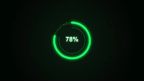 Green neon circular progress counter with glowing particles animation Stock Footage 346779488