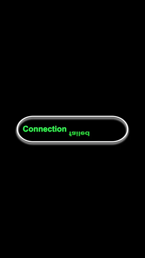 Green Neon " Connection Failed" Message with White Outline on Black Backgro.. Stock Footage 337459191