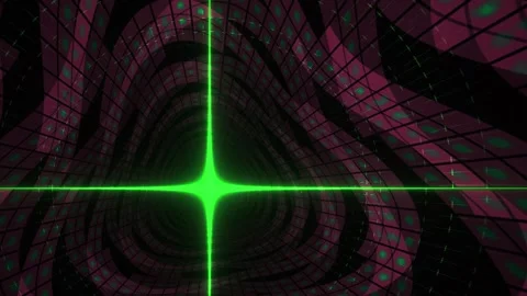 Green neon cross on grid background. Stock Footage 340033794