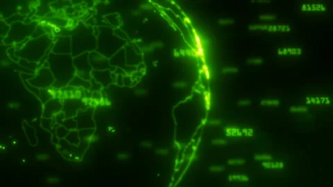 Green Neon Digital Globe Stock Footage 279910544