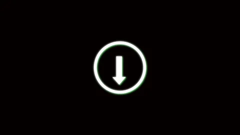 Green Neon Down Arrow Inside a White Circle Against Black Background downlo.. Stock Footage 321453573