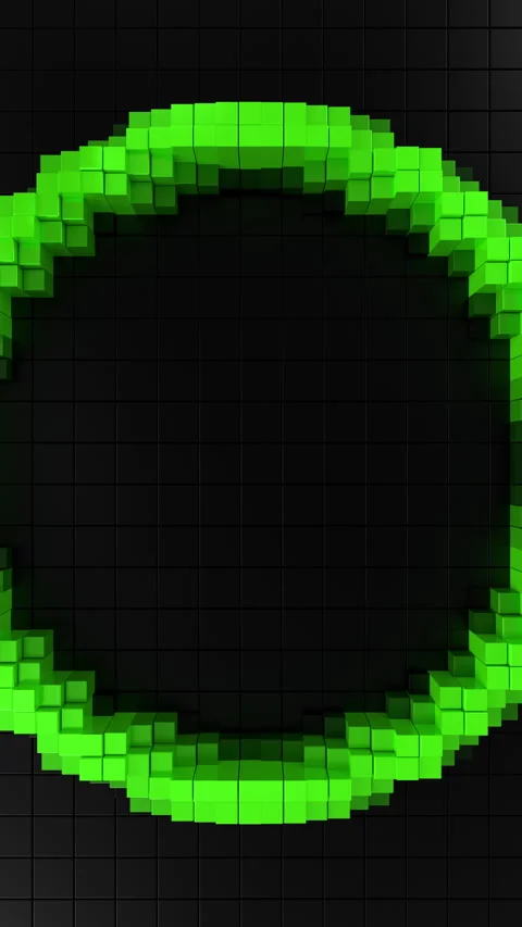 Green Neon Energy Vertical Ring Seamless Abstract 3D Loop Animation. 3D 動画素材 331280344