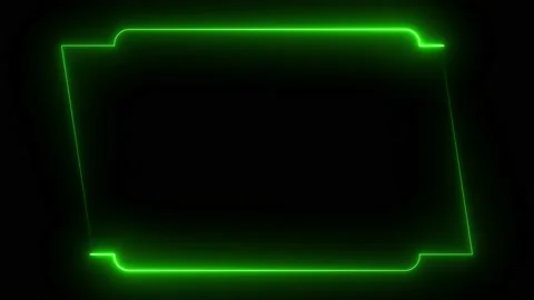Green neon frame lighting on black background. 4K 60 Fps Stock Footage 220046357