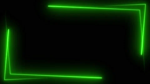 Green neon frame lighting on black background. 4K 60 Fps Stock Footage 220046401
