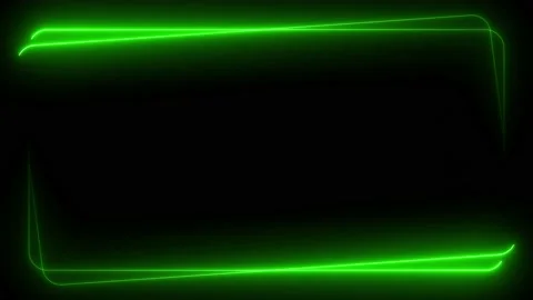 Green neon frame lighting on black background. 4K 60 Fps Stock Footage 220046412