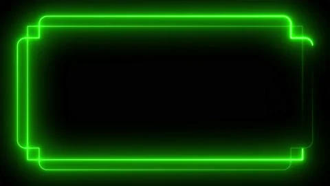 Green neon frame lighting on black background. 4K 60 Fps Stock Footage 220046415