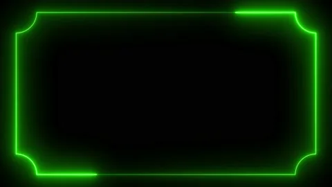 Green neon frame lighting on black background. 4K 60 Fps Stock Footage 220046450