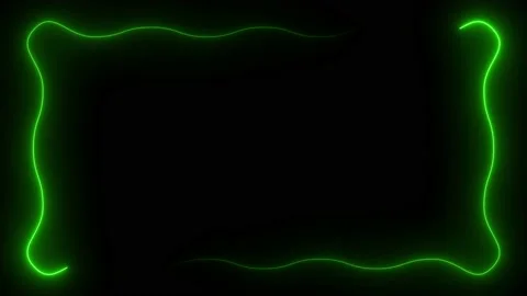 Green neon frame lighting on black background. 4K 60 Fps Stock Footage 220046465