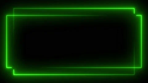 Green neon frame lighting on black background. 4K 60 Fps Stock Footage 220046472