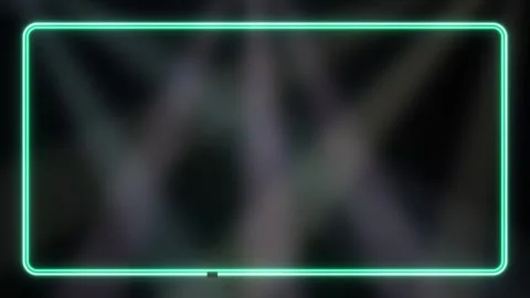 Green Neon Frame with Moving Stage Spotlights and Dark Background Stock Footage 342318979