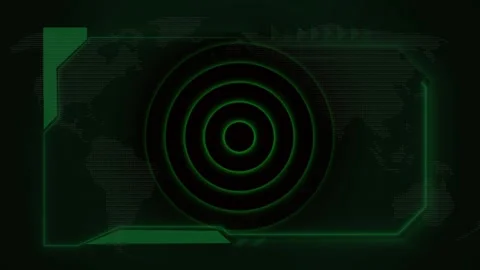 Green neon futuristic interface with concentric circles on dark. Futuristic.. Stock Footage 337129909