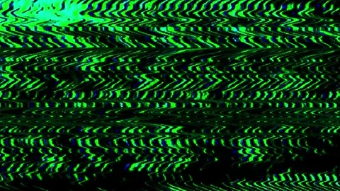 Green Neon Glitch Effect Abstract Noise Black Background Full Screen Animation Video stock 337413790