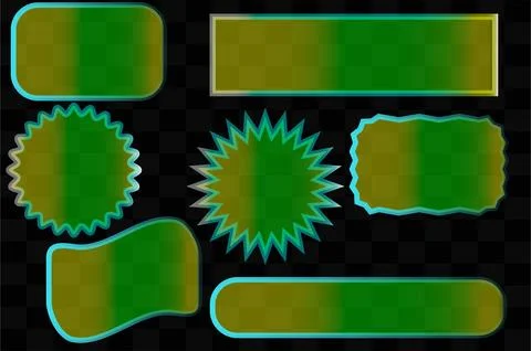 Green Neon Glow Frames and Labels Set Futuristic UI Elements Design 库存插图