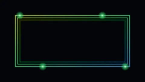 Green neon glowing frame border background chasing lights loop Stock Footage 342641142